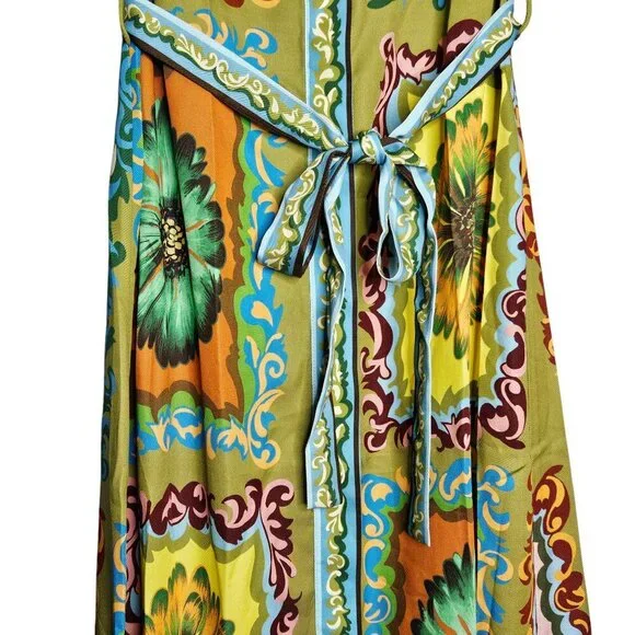 Alemais Disco Daisy Green Yellow Floral Belted Maxi Shirtdress Size AU 8 US 4 - Picture 8 of 16